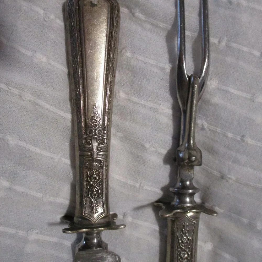 Vtg 1930s sterling handle carving set